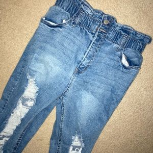 Size 9 paper bag waist ripped jeans